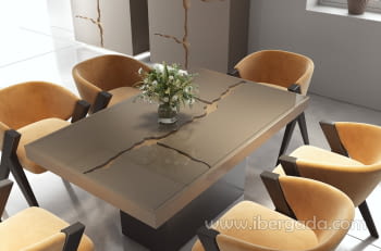 Mesa de Comedor Luxury Topo/Negra (200x100)