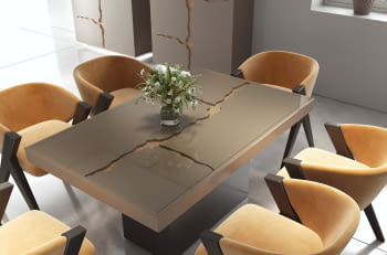 Mesa de Comedor Luxury Topo/Negra (200x100)