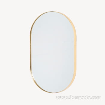 Espejo Ovalado Aluminio Dorado (72x45)