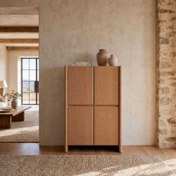 Aparador Alto Gio Roble 4 Puertas (90x45x140)