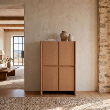 Aparador Alto Gio Roble 4 Puertas (90x45x140)