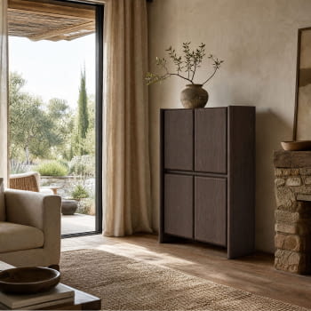 Aparador Alto Gio Nogal 4 Puertas (90x45x140)