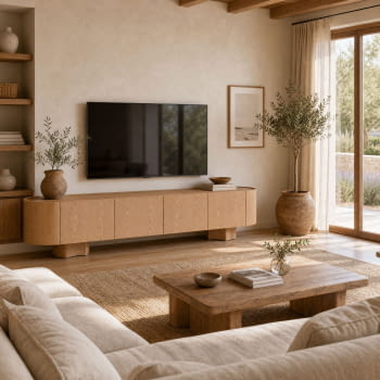 Mueble TV Pompeya Roble 4 Puertas (221x45x50)