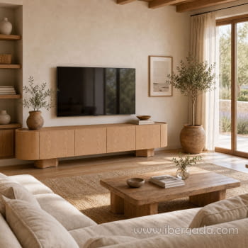 Mueble TV Pompeya Roble 4 Puertas (221x45x50)