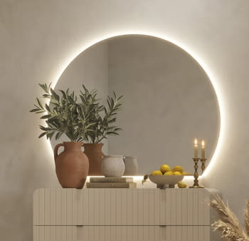 Espejo Medialuna luz LED (100x100)