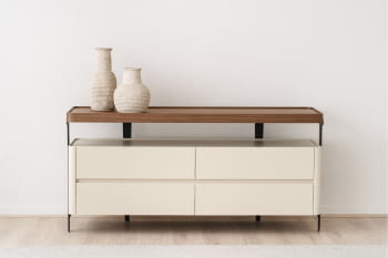 Aparador Sarela Beige Mate/Nogal (160x50x77)