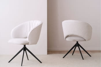 Silla de Comedor Giratoria Mao Marfil/Gris