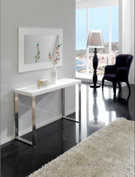 Consola Lacada Blanca/Cromo (120x40x76)