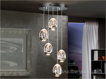 Colgante Rocio 5L Cromo LED