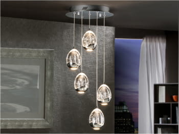 Colgante Rocio 5L Cromo LED