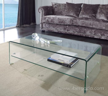 Mesa Centro Cristal Con Estante CT-221 (110X55)