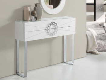 Consola Mónaco Blanca/Cromo (115x27x91)
