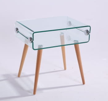 Mesa Auxiliar Holanda Cristal/Madera (55x40x55)