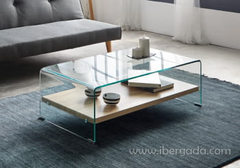 Mesa de Centro Cristal/Madera (110x55)