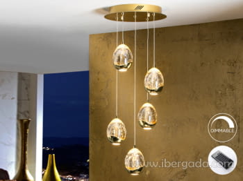 Lampara  Rocio Oro 5L Dimmable con Mando