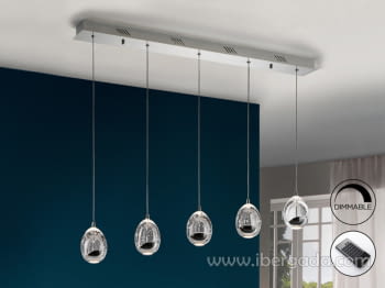 Lámpara Rocio Cromo 5L LED Dimmable con Mando