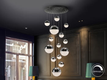 Lampara Sphere 14L DIMABLE con Mando (60x60x300)