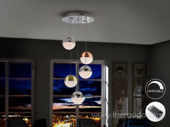 Lampara Sphere 5L Color Dimable con Mando (33x33)