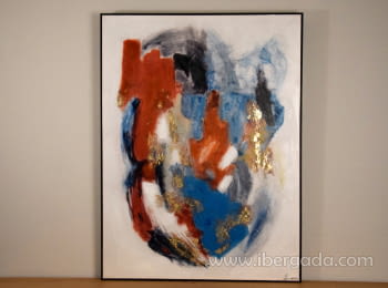 Cuadro Abstracto Rojo Azul con Marco (120x90)