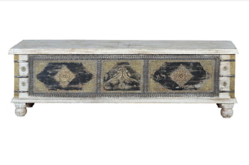 Baúl Madera Blanco Decapé/Bronce (145x40x45)