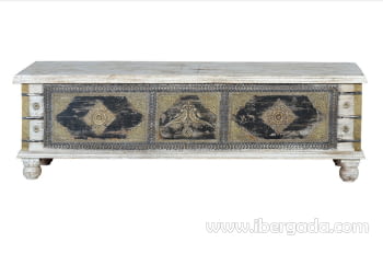 Baúl Madera Blanco Decapé/Bronce (145x40x45)