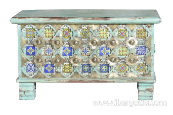 Baúl Madera Verde/Bronce (80x40x45)