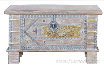 Baúl Madera Marrón Decapé/Bronce (80x40x45)