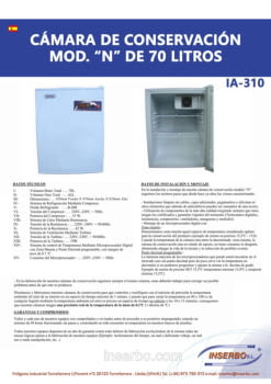IA-310 nevera modelo N especificaciones tecnicas .pdf IA-310 nevera modelo N especificaciones tecnicas .pdf