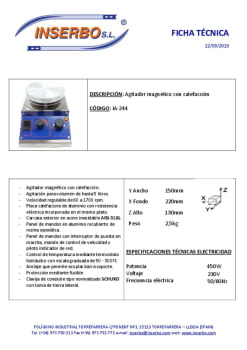 F.T. Agitador Magnetico Con Calefaccion.pdf F.T. Agitador Magnetico Con Calefaccion.pdf
