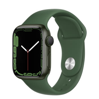 Apple Watch Series 7/ GPS/ Cellular/ 45 mm/ Caja de Aluminio en Verde/ Correa deportiva Verde Trebol