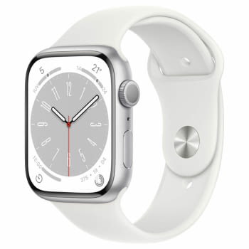Apple Watch Series 8/ GPS/ Cellular/ 45mm/ Caja de Aluminio Plata/ Correa Deportiva Blanca - 1