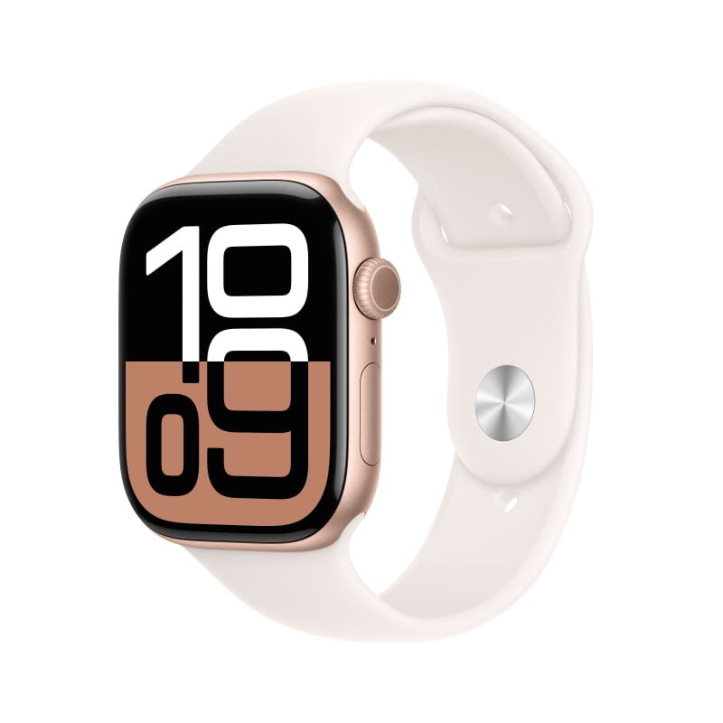 Apple Watch Series 10/ GPS/ 46mm/ Caja de Aluminio Rosa/ Correa Deportiva Blanco Estrella - 