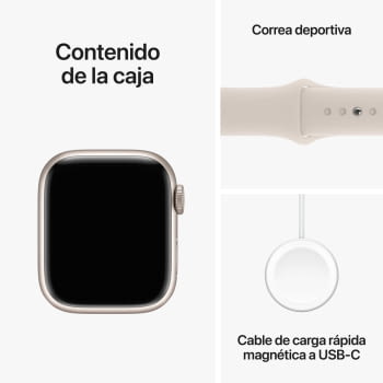 Apple Watch Series 9/ GPS/ 41mm/ Caja de Aluminio Plata/ Correa Deportiva Blanco Estrella - 2