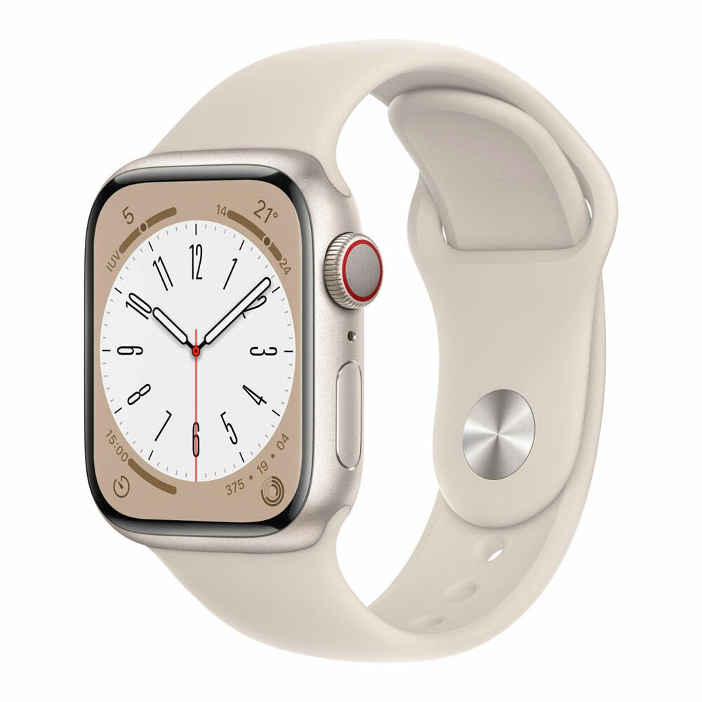 Apple Watch Series 8/ GPS/ Cellular 41mm/ Caja de Aluminio Plata/ Correa Deportiva Blanco Estrella - 