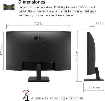MONITOR CURVO LG 32MR50C 31.5" LCD VA Full HD HDMI VGA - 3