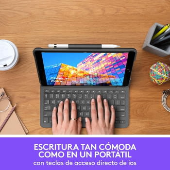 Funda con teclado - Logitech Slim Folio, Bluetooth, para iPad 2019 10.2", Gris - 2
