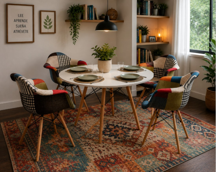 Mesa comedor fija patas haya natural de 100 cm