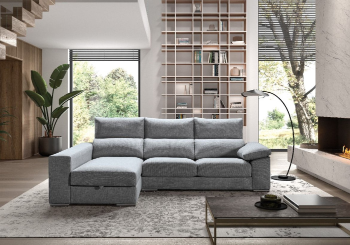 Chaiselongue modelo Concept tapizado en Kaira gris