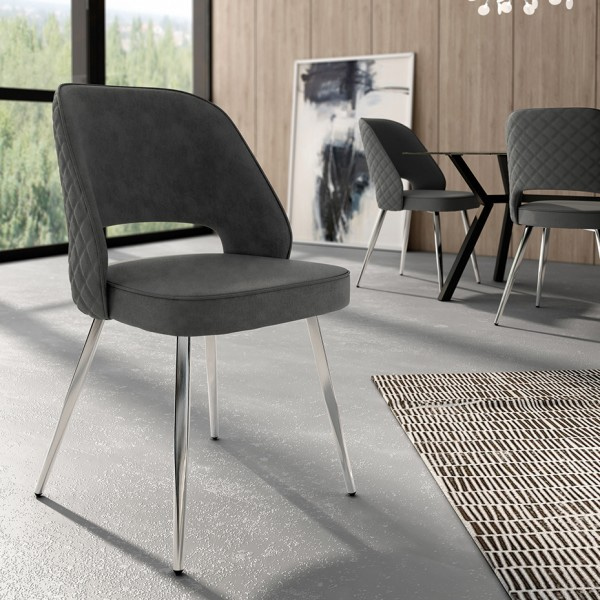 Silla modelo Nápoles patas cromadas