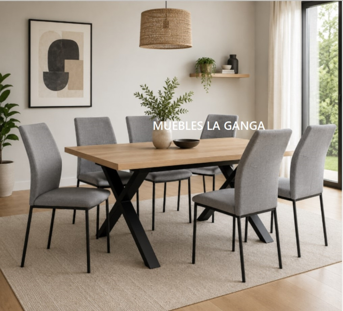 Mesa extensible modelo Encuentros  con patas metálicas