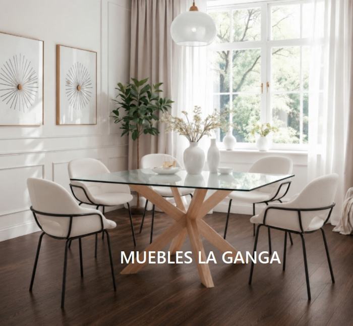 Mesa comedor fija modelo Logos sobre cristal