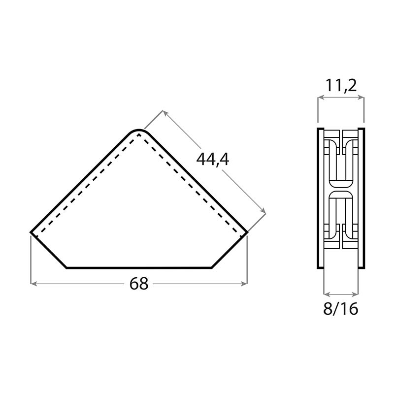 PVC extendable corner - 8/16mm - 1500 u.-2