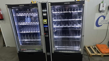 LOTE 2 MAQUINA VENDING DE SNACKS Y BEBIDAS FRÍAS AZKOYEN MISTRAL H87 CON MONEDERO, BILLETERO Y TARJETERO