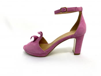 Sandalias con tacón, color rosa chicle - 3