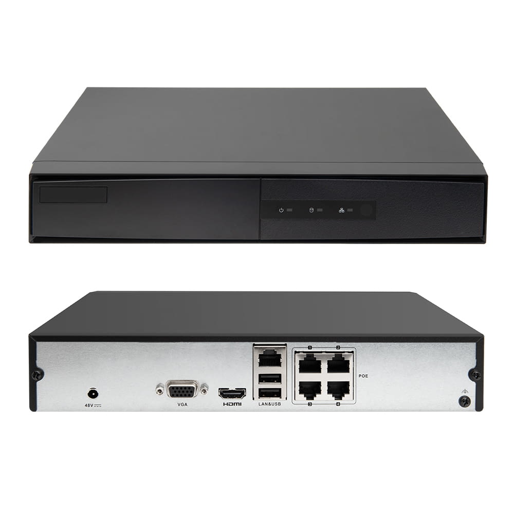 Grabador NVR IP 4CH 4MP 40/60Mbps mini 1U HDMI/VGA simultánea 1HDD - 