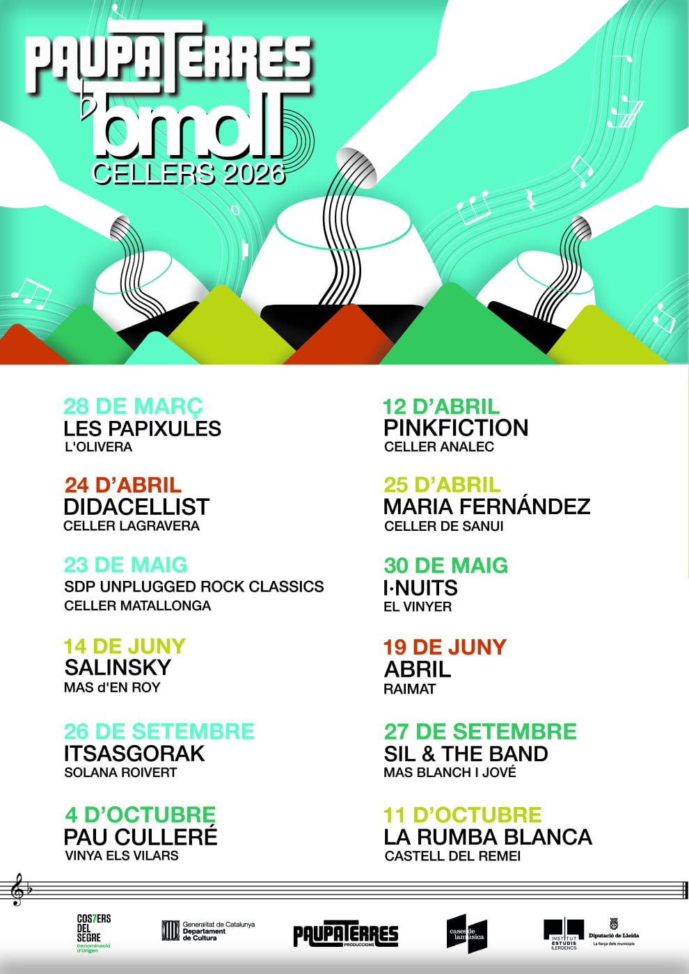 Paupaterres i Costers del Segre presenten el bMoll Cellers 2026, el cicle de concerts més important de Lleida