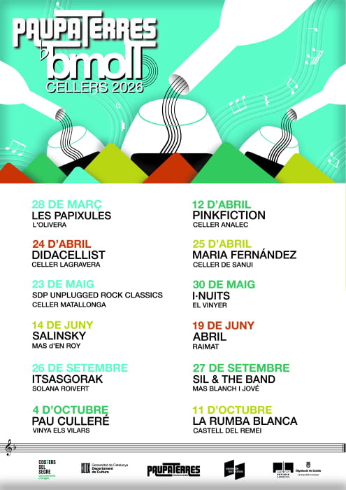 Paupaterres i Costers del Segre presenten el bMoll Cellers 2026, el cicle de concerts més important de Lleida