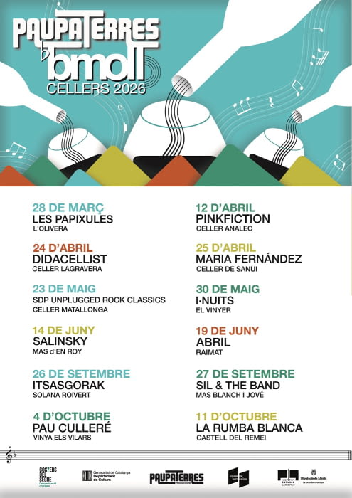 Paupaterres i Costers del Segre presenten el bMoll Cellers 2026, el cicle de concerts més important de Lleida
