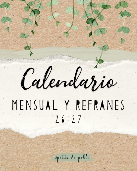 CALENDARIO MENSUAL Y REFRANES 26-27