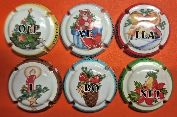 OLIVELLA I BONET JUEGO 6 PLACAS V. 14726 A 14731 (LETRAS NEGRAS)